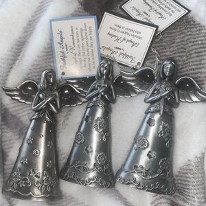 Ganz Silver Color Angel Of Healing ,Remembrance & Friendship Lot Of 3 Figurines